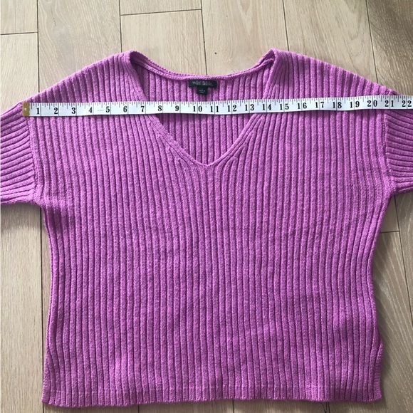 Wild Fable Ribbed V Neck Cropped Cotton Blend Sweater in Lilac Size L - Picture 2 of 10